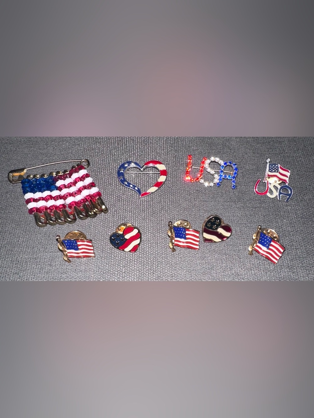 Patriotic American Flag Pin Collection - Red, White and Blue